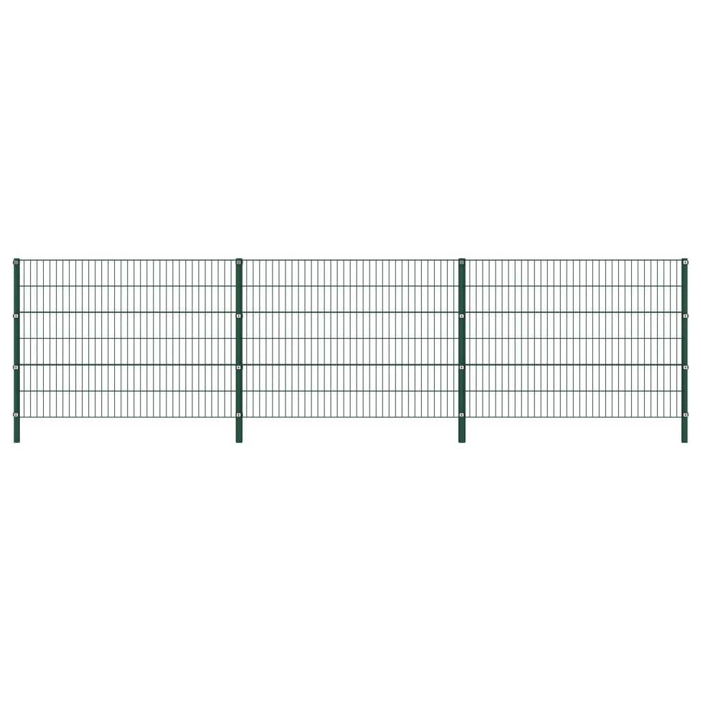 vidaXL Panou de gard cu stâlpi, verde, 5,1 x 1,2 m, fier vidaXL