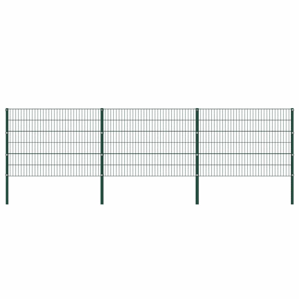 vidaXL Panou de gard cu stâlpi din fier, verde, 522x120 cm