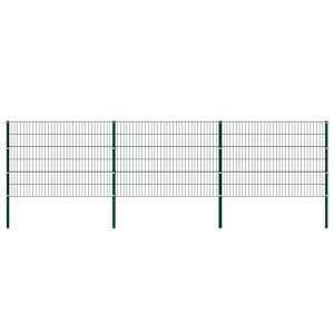 Ograjni panel s stebrički iz železa 522x120 cm zelen