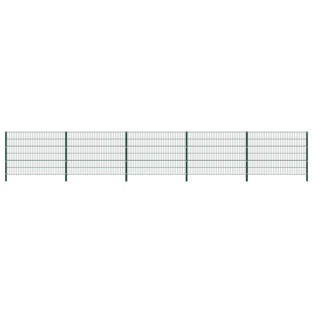 vidaXL Panou gard cu stâlpi, fier, verde, 8,5 x 1,2 m vidaXL