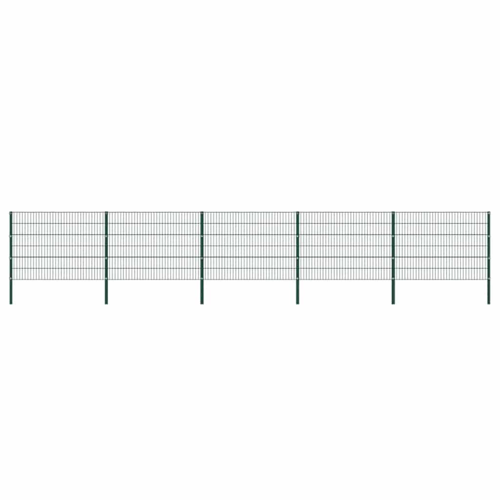 vidaXL Panou de gard cu stâlpi din fier, verde, 867x120 cm