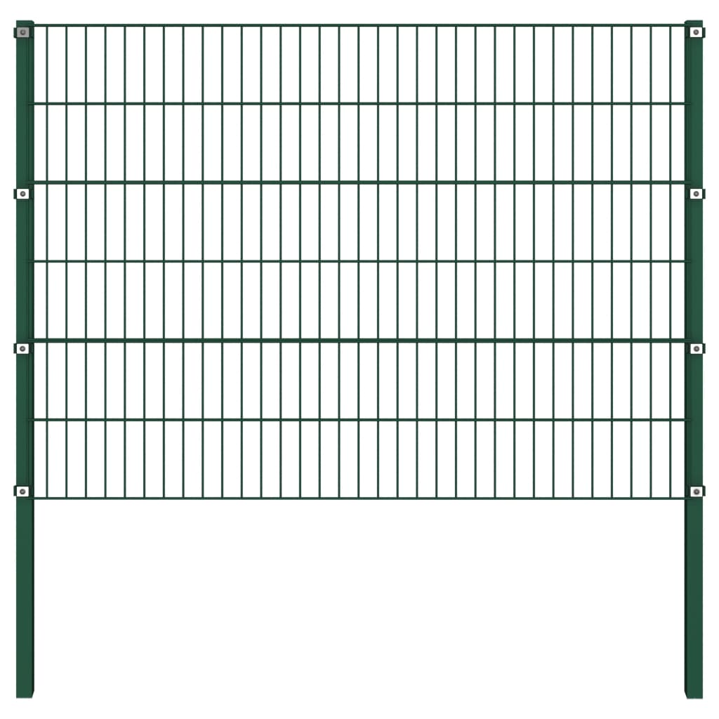 vidaXL Plotový panel so stĺpikmi, železo 10,2x1,2 m, zelený