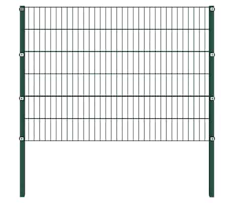 vidaXL Pannello di recinzione con pali in ferro 1212x120 cm verde