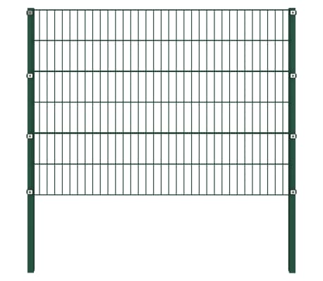 vidaXL Fence Panel with Posts Iron 13.6x1.2 m Green