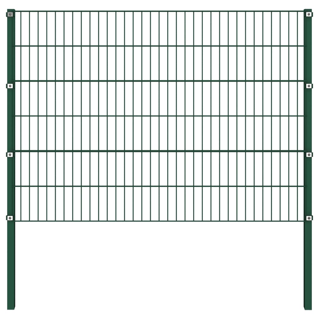 vidaXL Panneau de clôture avec poteaux Fer 15,3 x 1,2 m Vert