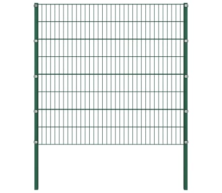 vidaXL Panneau de clôture avec poteaux Fer 3,4 x 1,6 m Vert