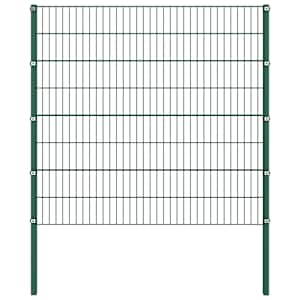 vidaXL Tvoros plok&scaron;tė su stulpais, geležinė, 694,5x160cm, žalia