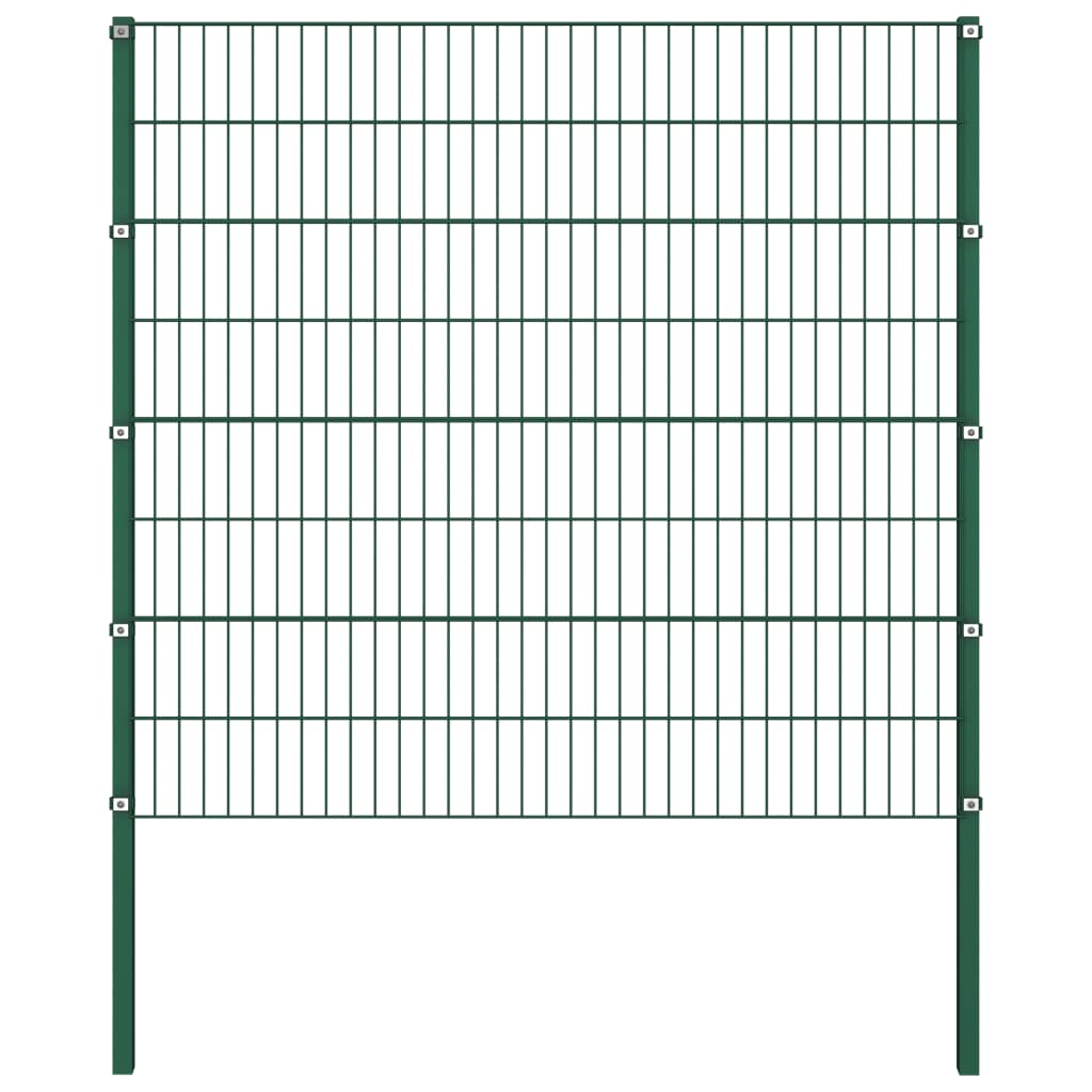 vidaXL Zaunfeld mit Pfosten Eisen 11,9 x 1,6 m Grün