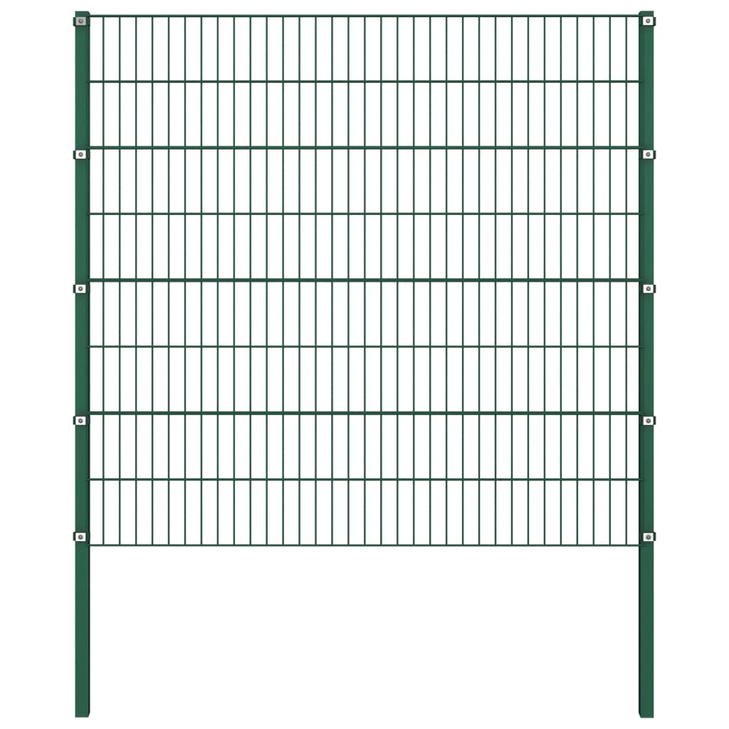 vidaXL Tvoros segmentai su stulpais, žalios sp., 13,6x1,6m, geležis