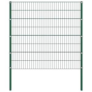 vidaXL Tvoros plok&scaron;tė su stulpais, geležinė, 1385x160cm, žalia