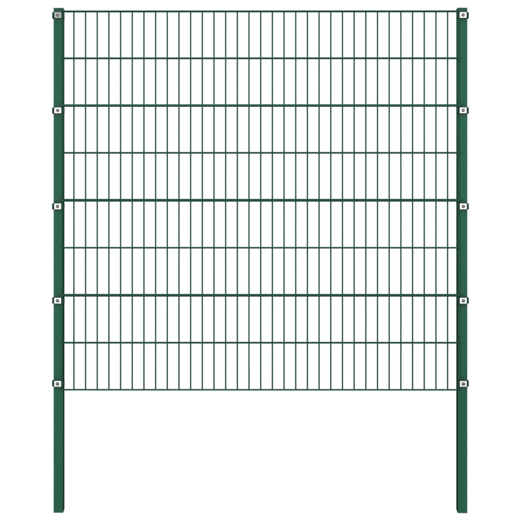 vidaXL Fence Panel with Posts Iron 15.3x1.6 m Green