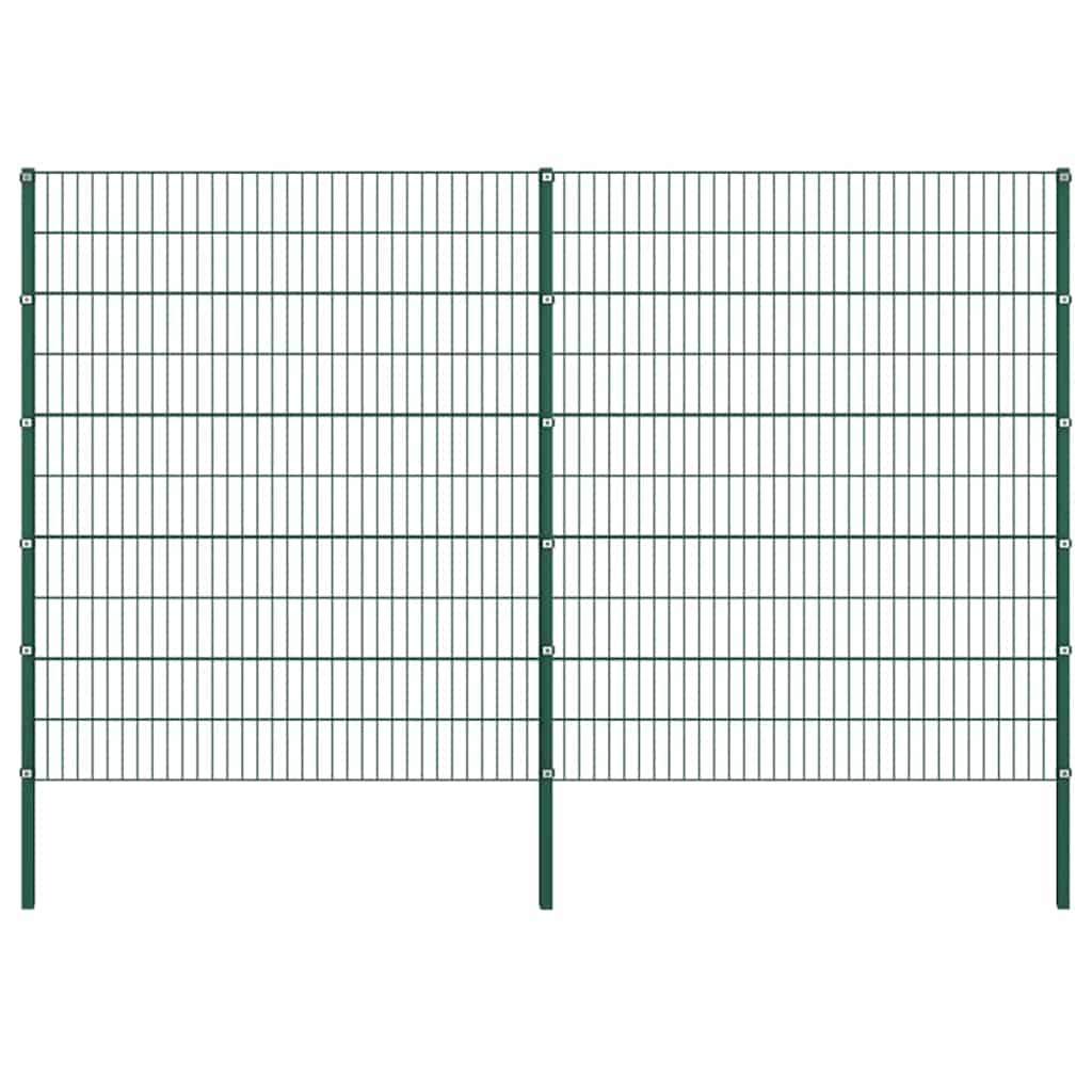 E-shop vidaXL Plotový panel so stĺpikmi, železný 349x200 cm, zelený