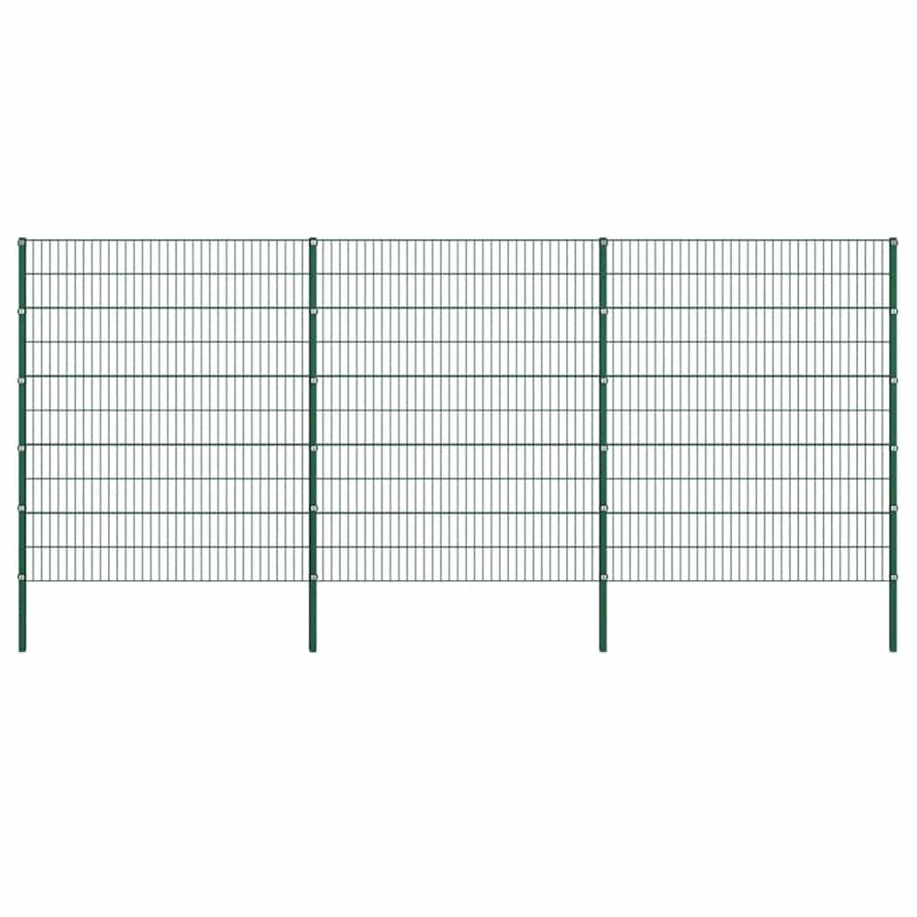 E-shop vidaXL Plotový panel so stĺpikmi, železný 522x200 cm, zelený