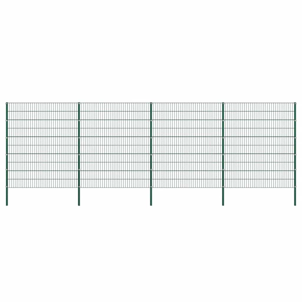 E-shop vidaXL Plotový panel so stĺpikmi, železný 694,5x200 cm, zelený