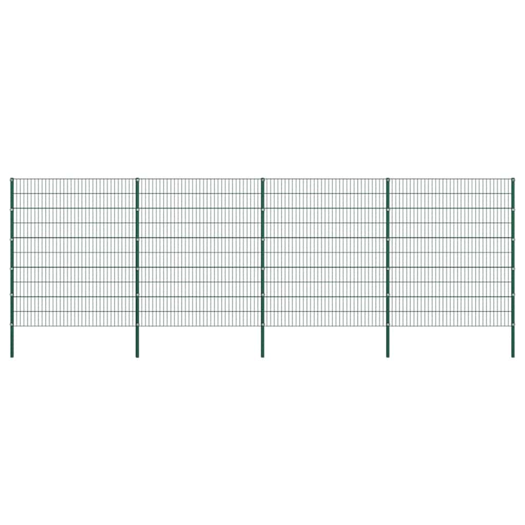 E-shop vidaXL Plotový panel so stĺpikmi, železný, 867x200 cm, zelený