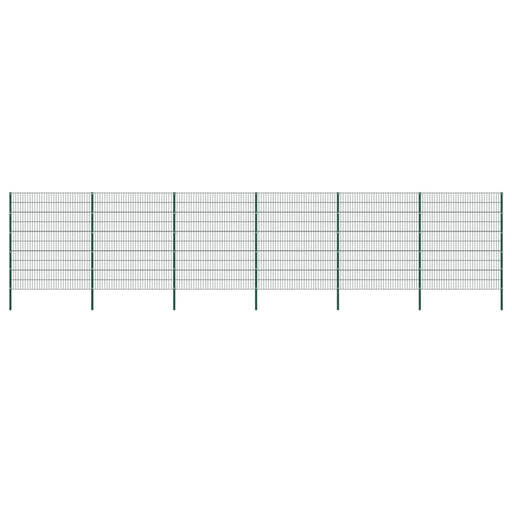 E-shop vidaXL Plotový panel so stĺpikmi, železný 1040x200 cm, zelený