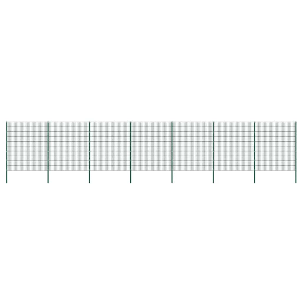 E-shop vidaXL Plotový panel so stĺpikmi, železný 1212x200 cm, zelený