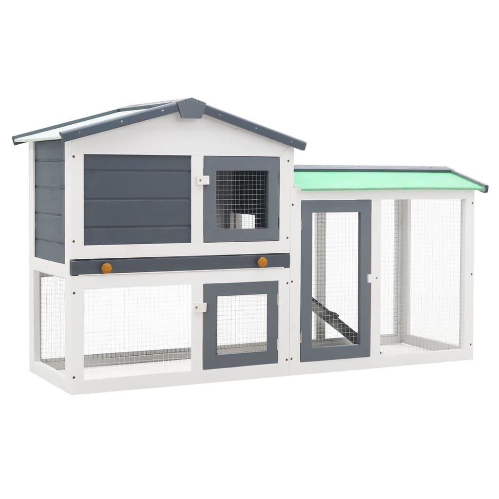  Outdoor Large Rabbit Hutch Small Animal Cage Rabbit Bunny House Wood vidaXL