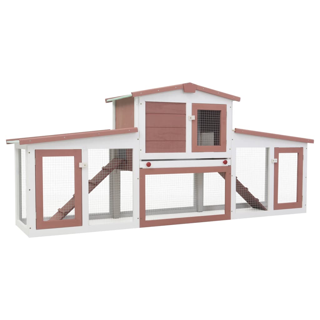 

vidaXL Outdoor Large Rabbit Hutch Brown and White 80.3"x17.7"x33.5" Wood