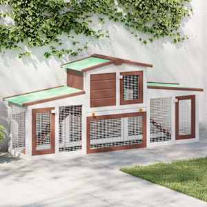 Zunanji velik zajčnik rjav in bel 201x45x85 cm les