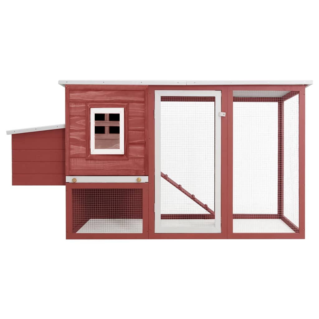 Coteț de păsări de exterior, casă găini cu 1 cuibar, roșu, lemn