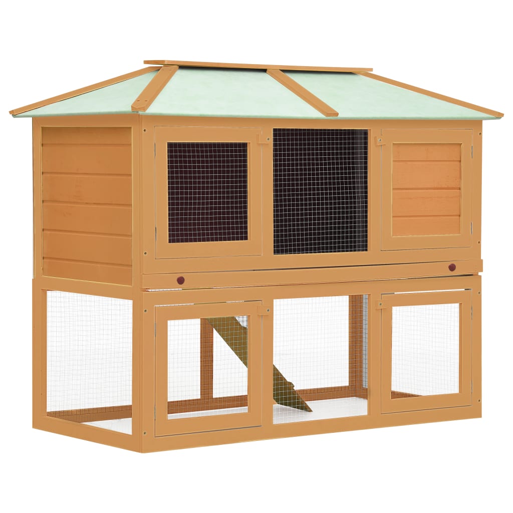 vidaXL Cușcă pentru iepuri și alte animale, 2 niveluri, lemn vidaXL