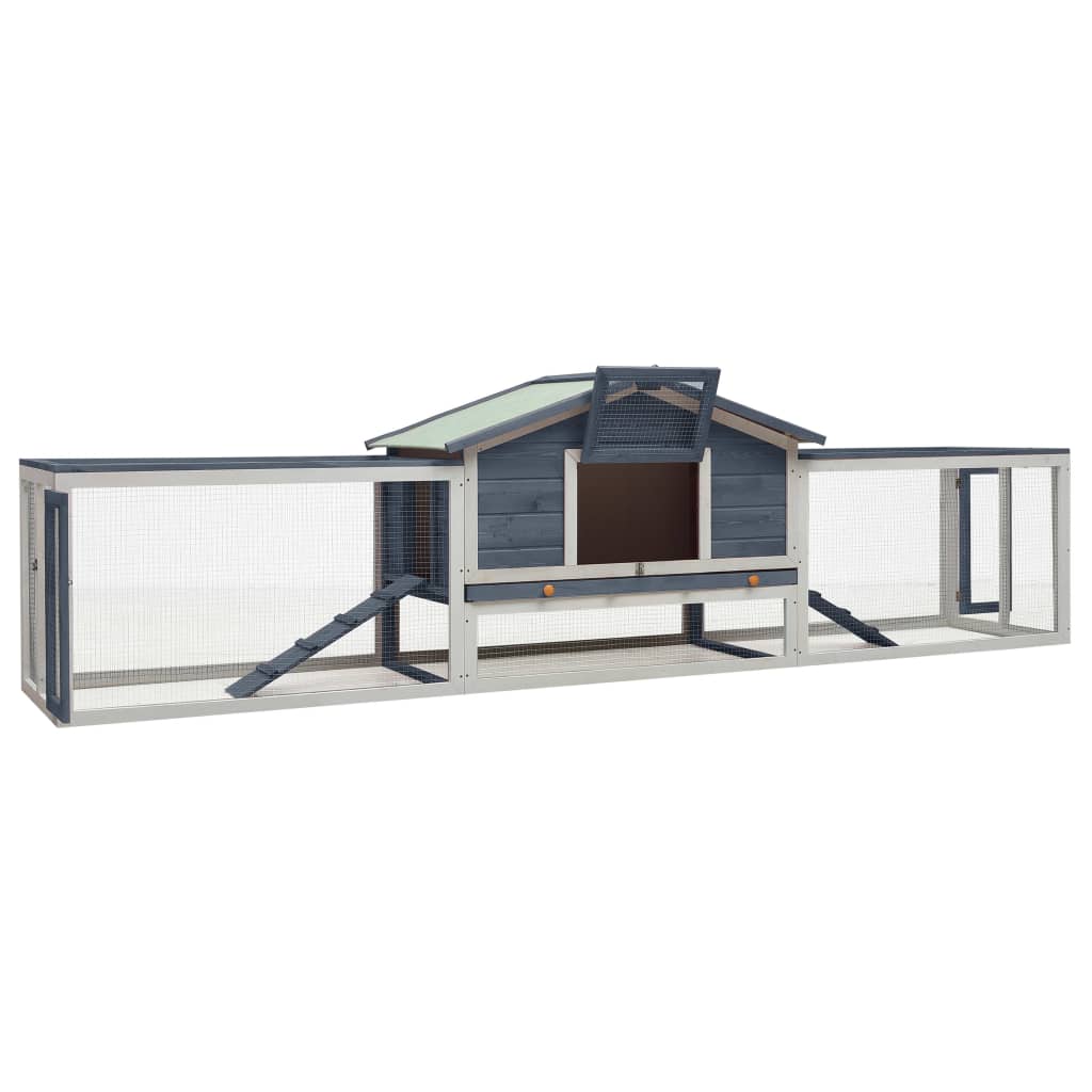 vidaXL Konijnenhok 310x70x87 cm massief grenen- en vurenhout grijs afbeelding
