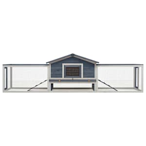 Králíkárna šedá 310x70x87 cm masivní borové a jedlové dřevo - obrázek 3