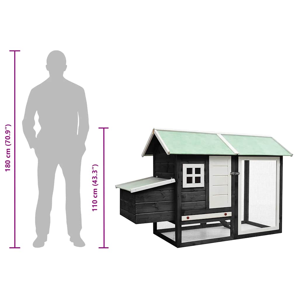 Клетка за пилета, сива, 170x81x110 см, чам и ела масив - Image 10