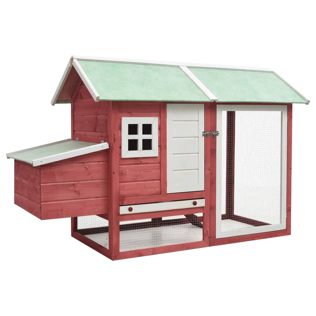 

vidaXL Chicken Cage Red 66.9"x31.9"x43.3" Solid Pine & Fir Wood