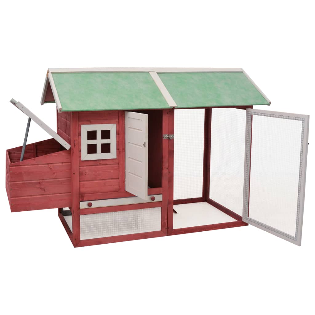 vidaXL Kippenhok 170x81x110 cm massief grenen- en vurenhout rood afbeelding