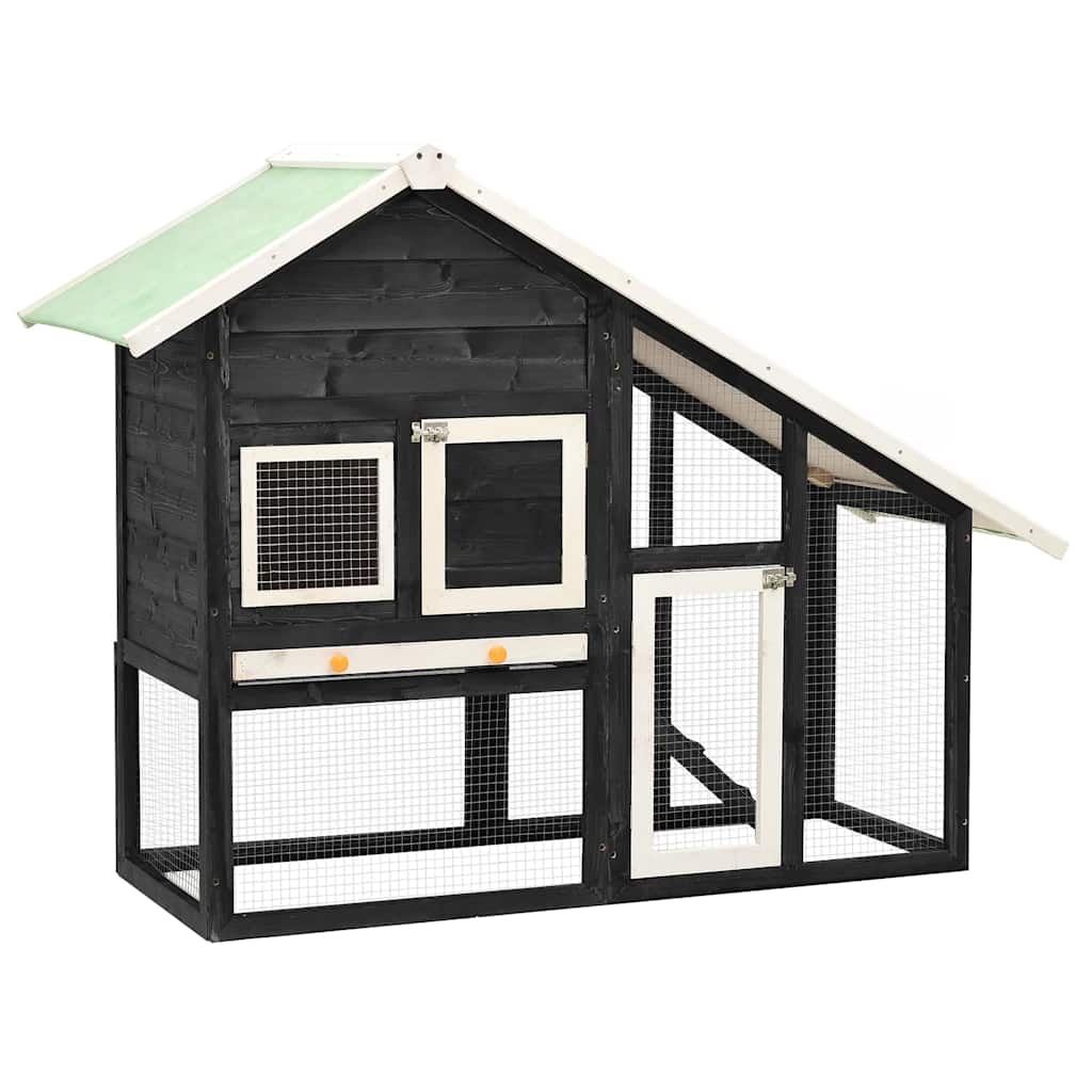 vidaXL Králíkárna šedá a bílá 140 x 63 x 120 cm masivní jedlové dřevo