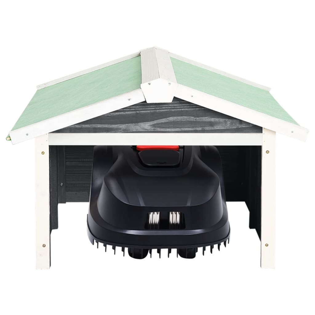 vidaXL Garaj mașină de tuns iarba robot, gri&alb, 72x87x50cm lemn brad