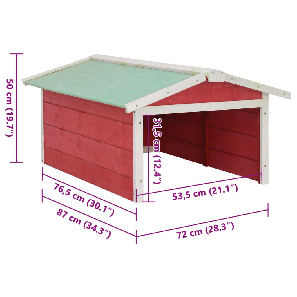 Lawn Mower Garage Red and White Solid Firwood, Plywood Medium vidaXL - Picture 3 of 8