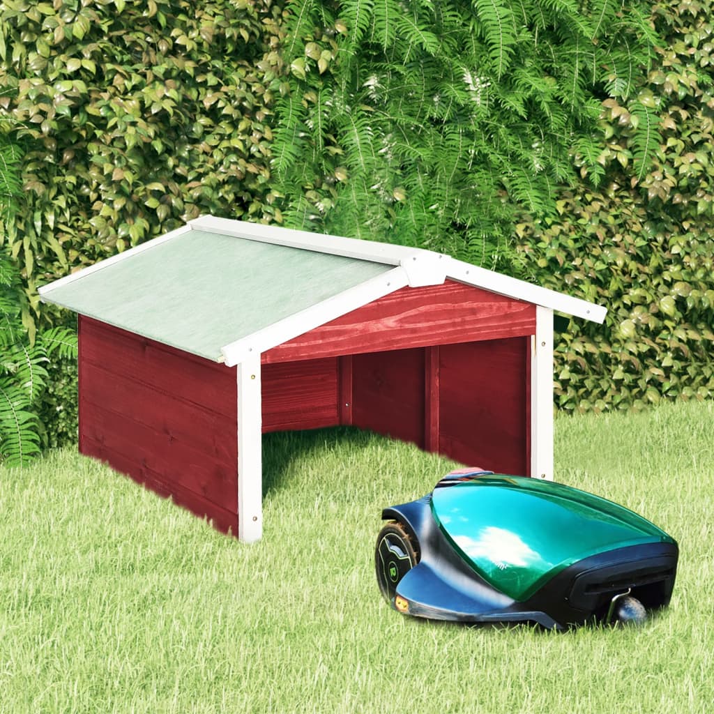 vidaXL Garaj mașină de tuns iarba robot roșu&alb 72x87x50 cm lemn brad vidaXL