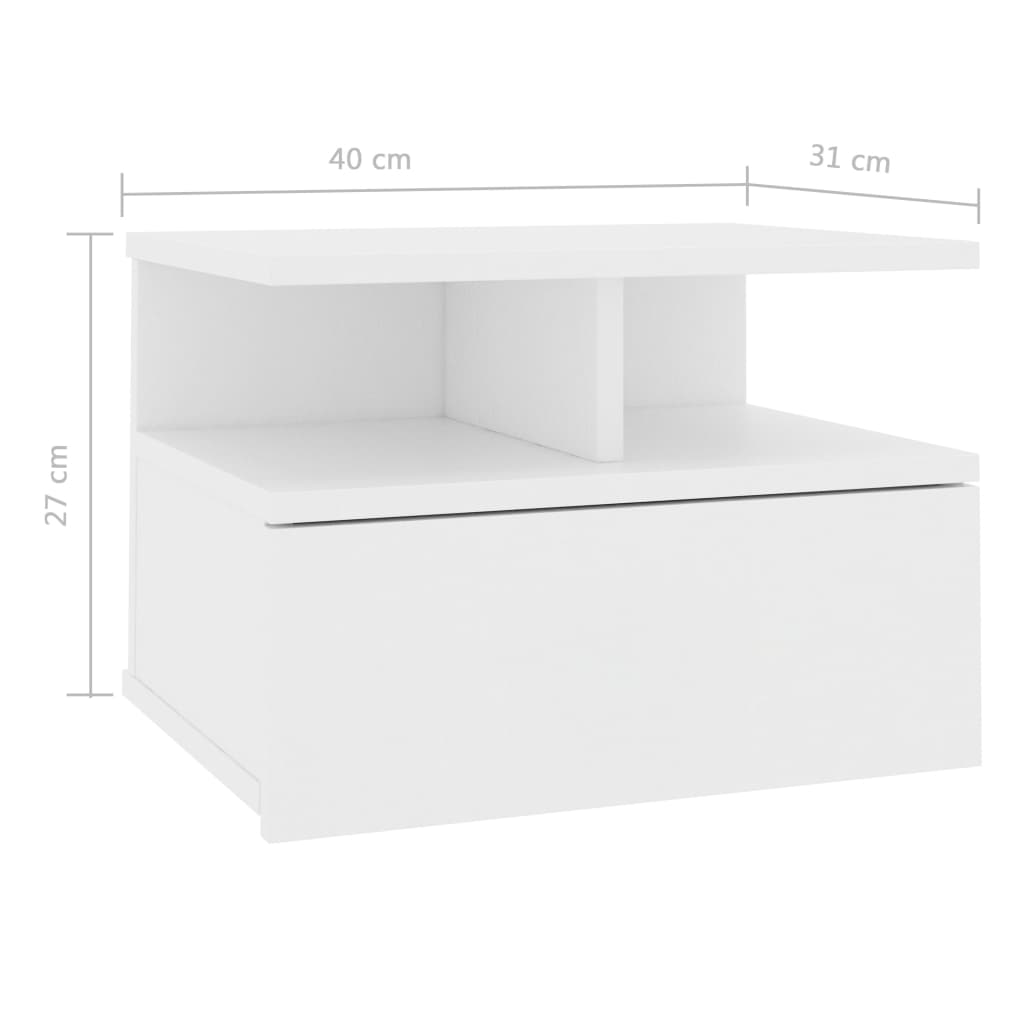 Hängender Nachttisch Weiß 40 x 31 x 27 cm Spanplatte