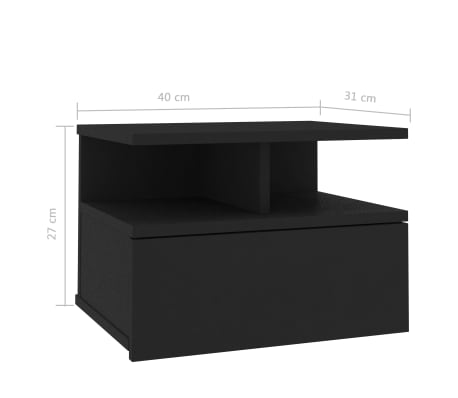 Vidaxl Floating Nightstands 2 Pcs Black 40x31x27 Cm Chipboard