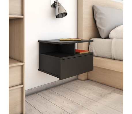 Vidaxl Floating Nightstands 2 Pcs Black 40x31x27 Cm Chipboard