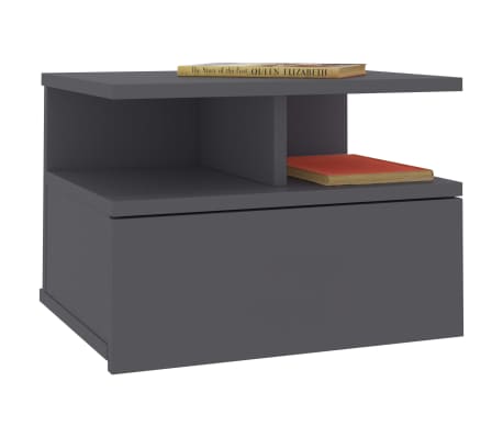 vidaXL Κομοδίνο Κρεμαστό Γκρι 40 x 31 x 27 εκ. από Επεξεργασμένο Ξύλο