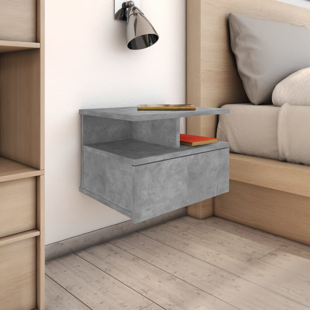 vidaXL svævende natbord 40 x 31 x 27 cm spånplade betongrå