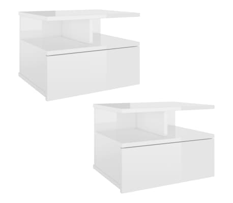 Vidaxl Floating Nightstands 2 Pcs High Gloss White 40x31x27 Cm