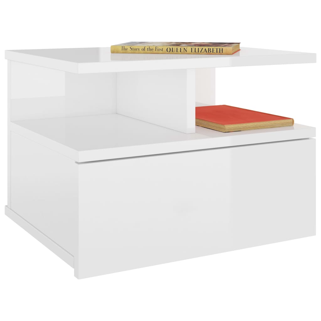 

vidaXL Nachtkastjes zwevend 2 st 40x31x27 cm spaanplaat hoogglans wit