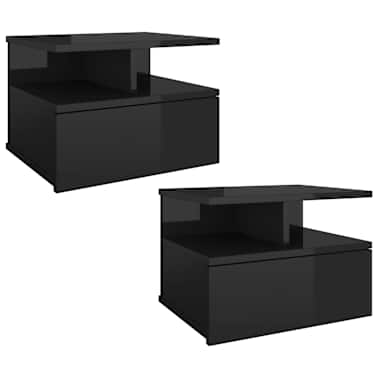 Vidaxl Floating Nightstands 2 Pcs High Gloss Black 40x31x27 Cm