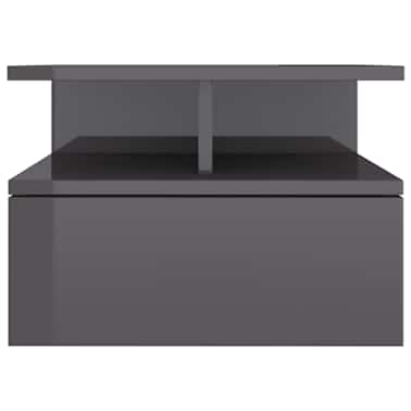 Vidaxl Floating Nightstand High Gloss Grey 40x31x27 Cm Chipboard