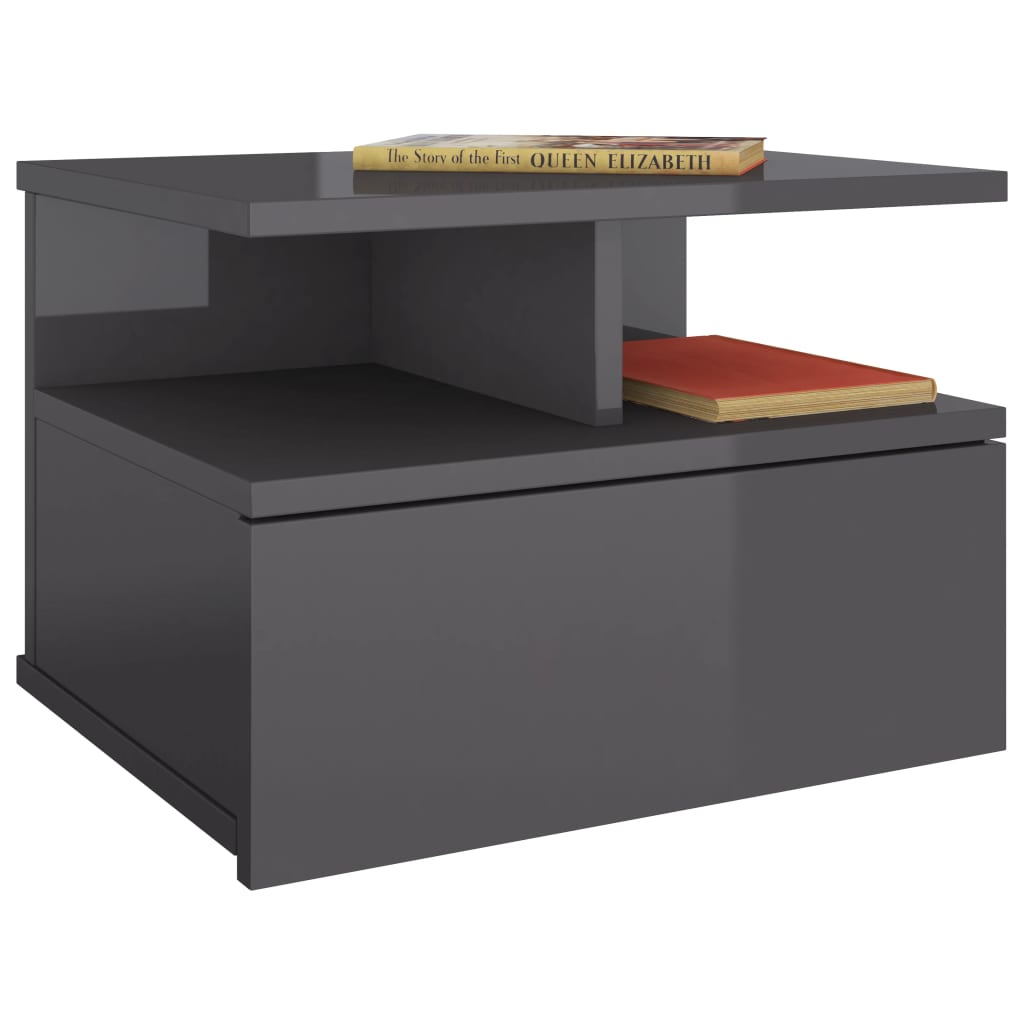 

vidaXL Nachtkastjes 2 st 40x31x27cm bewerkt hout hoogglans grijs