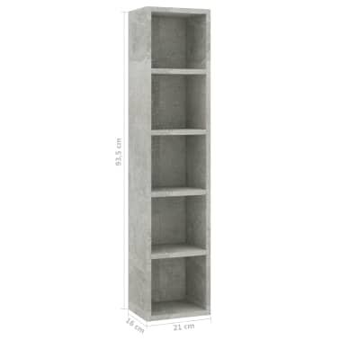 vidaXL Armário para CD 21x16x93,5 cm contraplacado cinzento cimento[6/6]