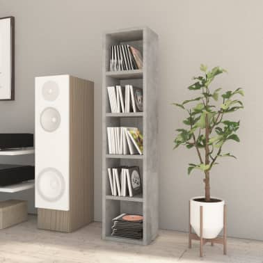 vidaXL Armário para CD 21x16x93,5 cm contraplacado cinzento cimento[1/6]