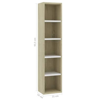 vidaXL Armário p/ CD 21x16x93,5 cm contraplacado branco e carv. sonoma[6/6]