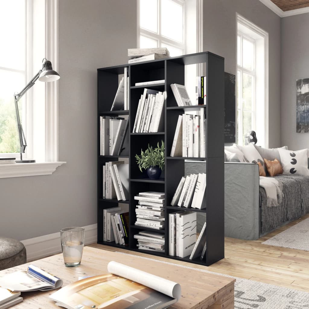 

vidaXL Kamerscherm/boekenkast 100x24x140 cm bewerkt hout zwart