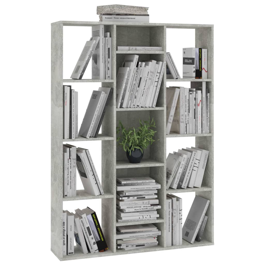 Separator cameră/Bibliotecă, gri beton, 100x24x140 cm, PAL